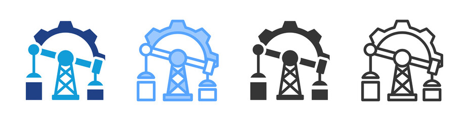 Poster - Oil Industry icon set multiple style collection