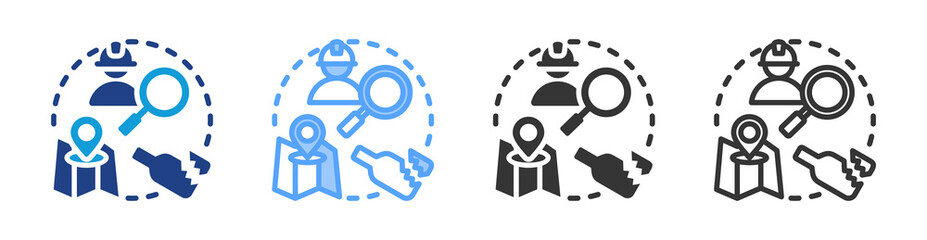 Poster - Archeological Field Survey icon set multiple style collection
