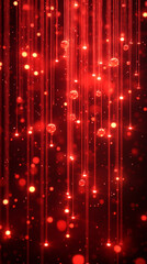 Poster - Red optical fibers glowing in the dark symbolize high speed internet connectivity and data transfer in modern network infrastructure reflecting innovation and digital communication

