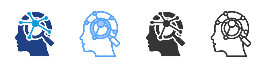 Poster - Psychology icon set multiple style collection