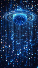 Wall Mural - Saturn showcases its iconic rings and swirling gas layers in a breathtaking cosmic display symbolizing mystery expansion time and the beauty of celestial harmony surrounded by twinkling stars

