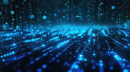 Poster - A captivating abstract image featuring blue lights creating an organic communication network. Perfect for technology and digital themes, highlighting data flow and connectivity.