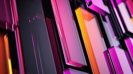 Poster - Explore a vibrant geometric background featuring colorful layers and modern textures. Ideal for creative projects and design applications with a stylish appeal.