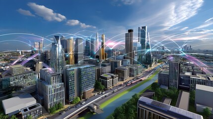  Smart City Network, Futuristic Skyline - Smart Cities