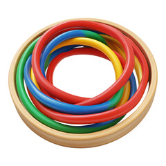 Poster - Rings of Primary Colors in Wooden Bowl, Abstract Composition
