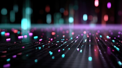 Poster - A mesmerizing display of colorful light patterns on a digital surface, representing innovation and future technology.