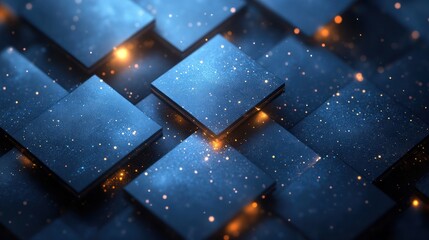 Poster - A stunning abstract design featuring illuminated squares against a dark backdrop, perfect for digital projects and creative designs.