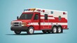 © Egriva - Red ambulance parked, studio backdrop, emergency medical services