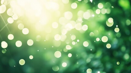 Poster - A vibrant green background filled with soft bokeh lights, creating a serene and natural atmosphere for various design projects.