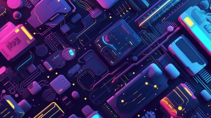 Poster - Explore this abstract technological background, perfect for web3 events. Featuring vibrant colors and modern design elements, it enhances digital innovations.