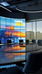 Poster - Modern conference room with data visualization screens