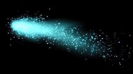 Wall Mural - Light blue, ethereal, streaking particles against a black backdrop.