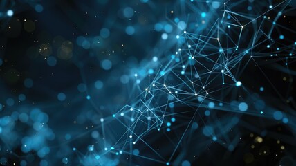 Poster - A captivating abstract image featuring dynamic blue graphs on a black background, perfect for use in technology and data visualization projects.