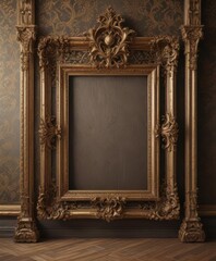 Wall Mural - Intricate damask backdrop showcases vintage ornate picture frames ,  wallpaper,  texture background,  silver
