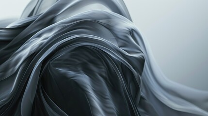 Poster - Abstract white flowing waves resembling fabric. Background image of 3D rendering art with wavy texture or monochrome wall with ocean wave. Digital artwork for minimalist and modern design. AIG51.