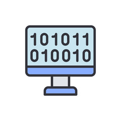 Poster - Binary code colored icons, minimalist vector illustration ,simple transparent graphic element .Isolated on white background