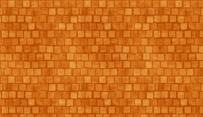 Poster - Vibrant orange square tiles forming seamless geometric pattern, rendering textured surface ideal for contemporary design backgrounds