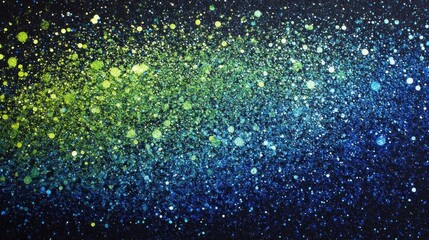 Wall Mural - Vibrant glitter sparkles in a gradient of blues and greens.