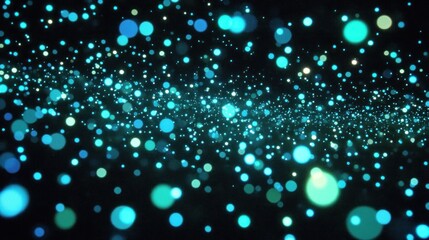 Wall Mural - Abstract swirling display of shimmering teal and turquoise particles.