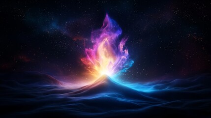 Wall Mural - cosmic volcanic eruption with vibrant colors in space