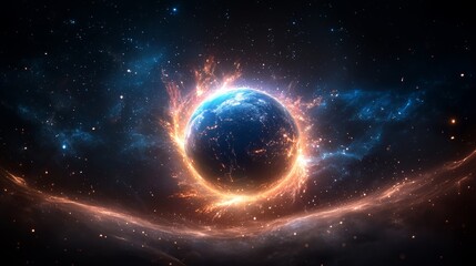 Wall Mural - cosmic earth surrounded by celestial energy
