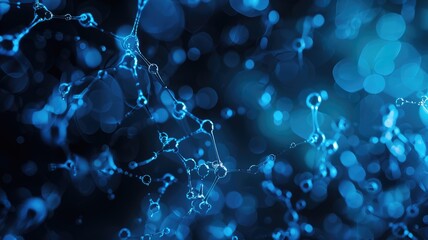 Poster - A striking abstract background featuring a blue science theme, showcasing a pattern of interconnected shapes and luminous elements. Perfect for technology, design, and creative projects.