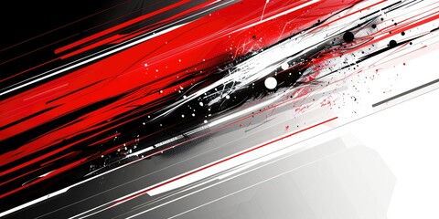 Poster - Abstract geometric design in black, red, and white tones. Modern art and digital background. Background image of red and black geometric shape with white background. Modern artwork. Visual. AIG51.