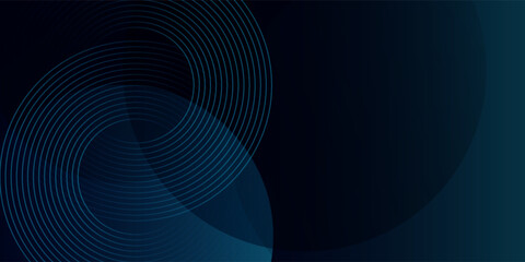 Poster - modern dark blue abstract horizontal banner background with glowing geometric lines. shiny blue diag