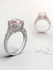 Poster - Elegant and intricate engagement ring design showcasing a sparkling gemstone with artistic details : Generative AI