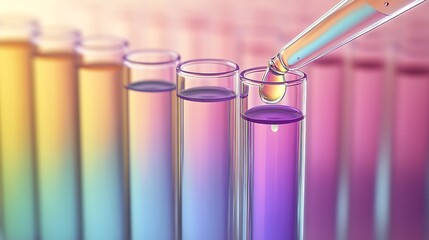 Poster - Pipetting colored liquid into test tubes in a laboratory setting showcasing scientific research : Generative AI