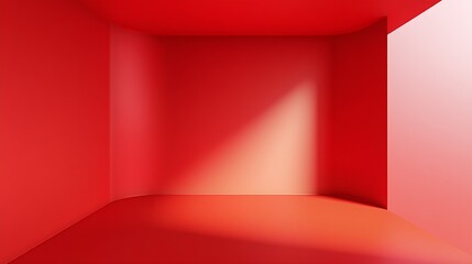 Aufkleber - Vibrant and Modern Red Interior Space with Soft Lighting Perfect for Artistic Displays and Photography : Generative AI