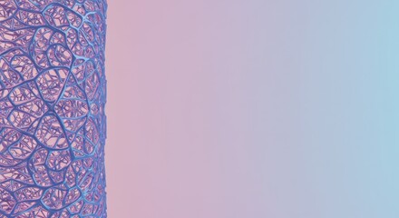 Poster - Abstract 3D Render of Intricate Purple and Blue Network Structure Against a Soft Gradient Background