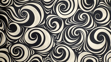 Poster - Monochromatic swirling abstract pattern with 3D element. Abstract image of 3D rendering curve line with white and black color in curving wave pattern. Digital art for modern and dynamic design. AIG51.
