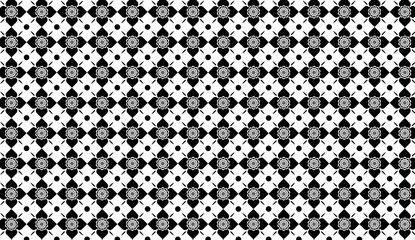 Poster - Seamless black and white geometric floral pattern creating an elegant and sophisticated design, ideal for backgrounds, textiles, and decorative projects