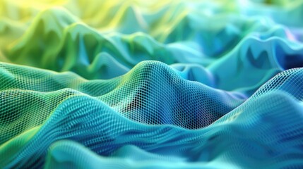 Poster - Abstract wavy layers in shades of blue and green. Modern fluid background design. Background image of 3D rendering artwork with geometric shape and liquid pattern. Fluid texture composition. AIG51.