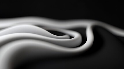 Aufkleber - Abstract depiction of undulating white forms against a dark backdrop evoking a sense of fluidity and movement emphasizing light and shadow