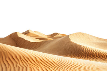 Wall Mural - Golden sand dunes with smooth curves and texture isolated on transparent background