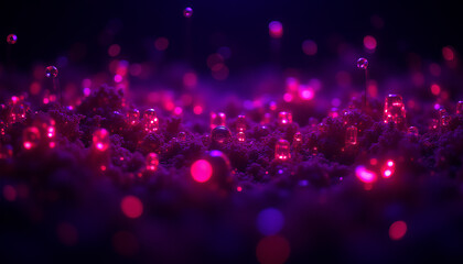 Poster - vivid digital foliage with glowing elements creates mesmerizing atmosphere