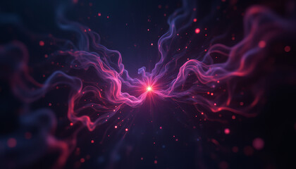 Poster - abstract digital art with swirling colors and glowing particles creating cosmic feel