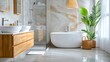 © nilawan - Modern bathroom design bright ambiance and elegant touches for home interiors