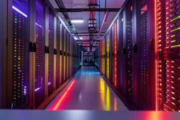 Poster - illuminated data center: a vibrant server room