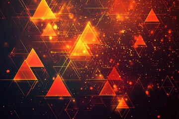 Aufkleber - glowing orange triangles create an abstract, futuristic grid background. perfect for representing te