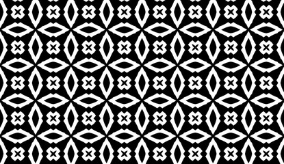 Poster - Geometric rhombuses, crosses forming dynamic optical illusion, seamless vector pattern ideal for backgrounds, textiles, wrapping designs