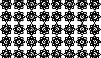Poster - Seamless pattern forming a captivating black and white floral design, ideal for backgrounds, textiles, and decorative projects