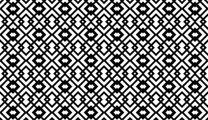 Poster - Seamless geometric pattern creating optical illusion with black lines forming diamonds and squares