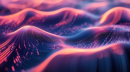 Poster - A 3D abstract visualization of data flow, featuring smooth, fluid lines representing continuous digital transmission.