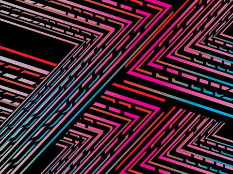 Colorful lines on black background. Vector minimal line background with text for social media covers, headers, etc.	
