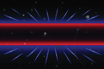 Leinwandbilder - Retro cyberpunk style 80s game scene pixel art 8-bit sci-fi background. glowing neon grid and stars from vintage arcade computer games.	