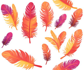 Poster - colorful whimsical turkey feathers illustration, a vibrant display of autumn hues and delicate plume