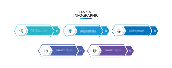 Aufkleber - business infographic template. 5 step timeline journey. process diagram, infographic elements vector